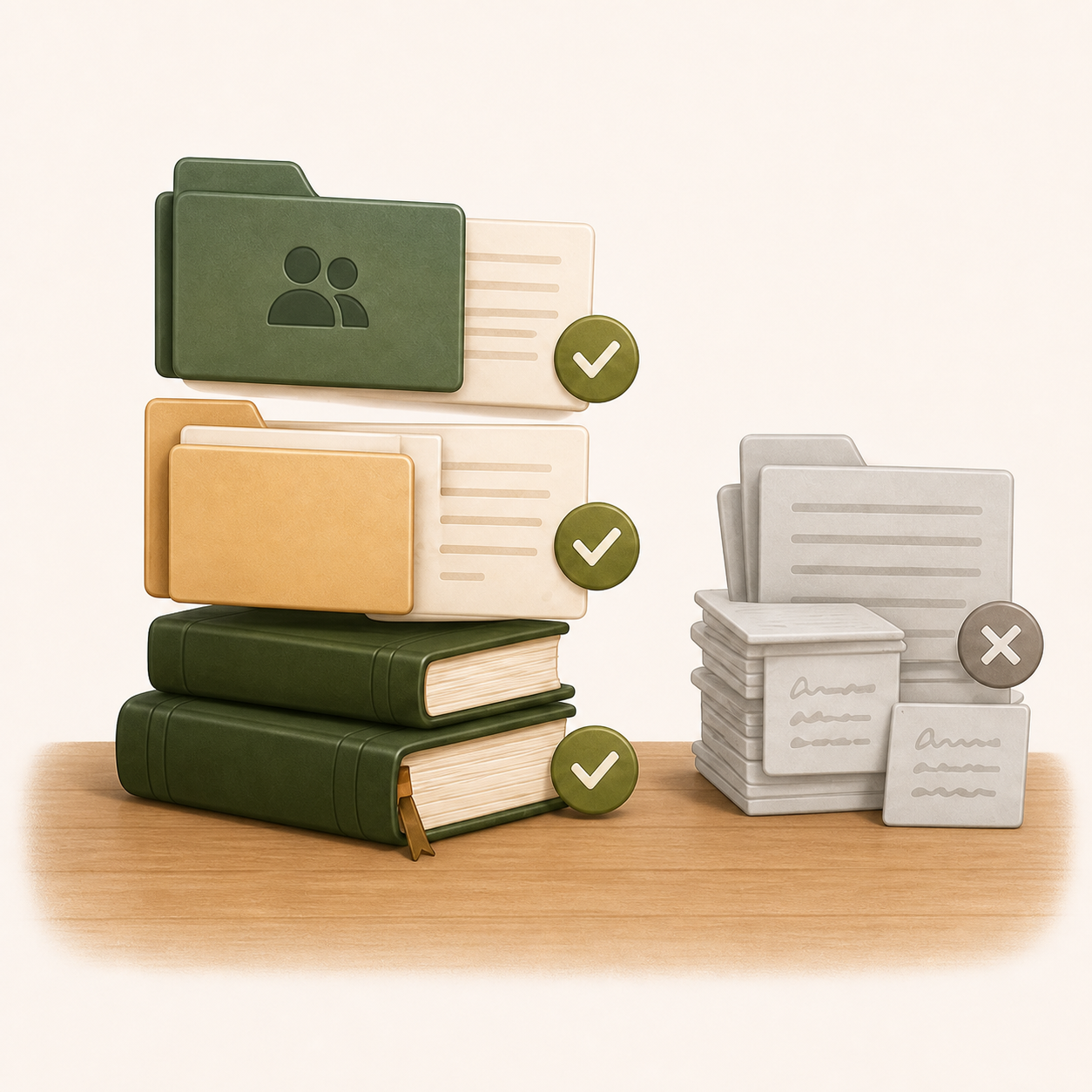 Useful sources are selected while irrelevant material is left out