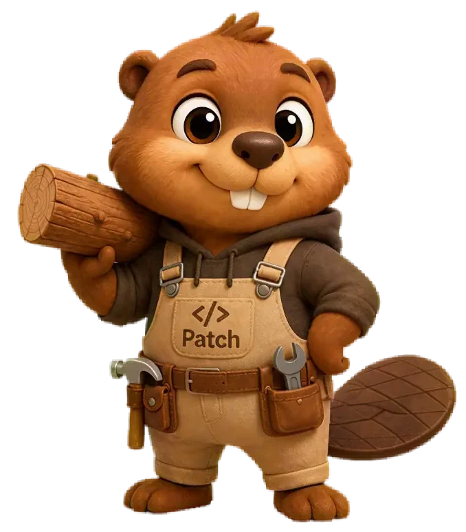 Patch, the Context Crafter beaver, waving